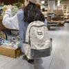 Fashionable Color Blocked Flower Pattern Letter Decor Student Casual Backpack