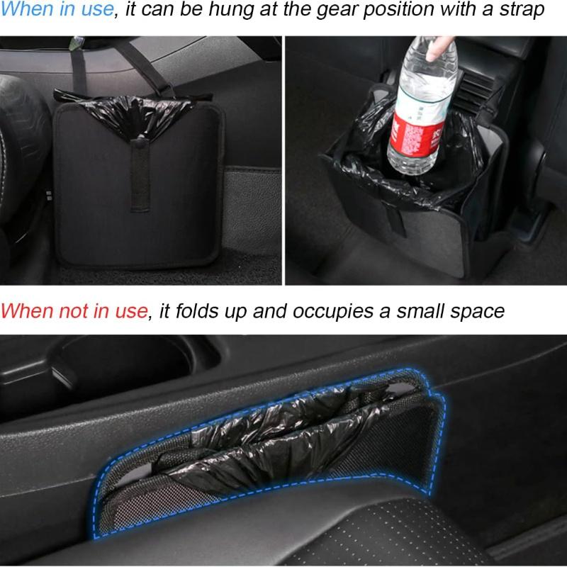 Foldable Car Trash Can: Hanging, Leakproof Storage Bag with Large Capacity for Car Interior Organizer