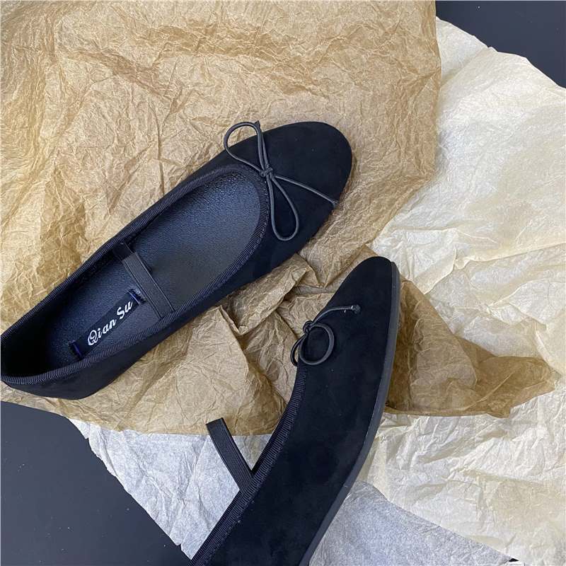 

Fashion IPPEUM Ballerina Shoes Satin Round Toe Mary Janes Flannel Ballet Flats For Women 225 чёрный