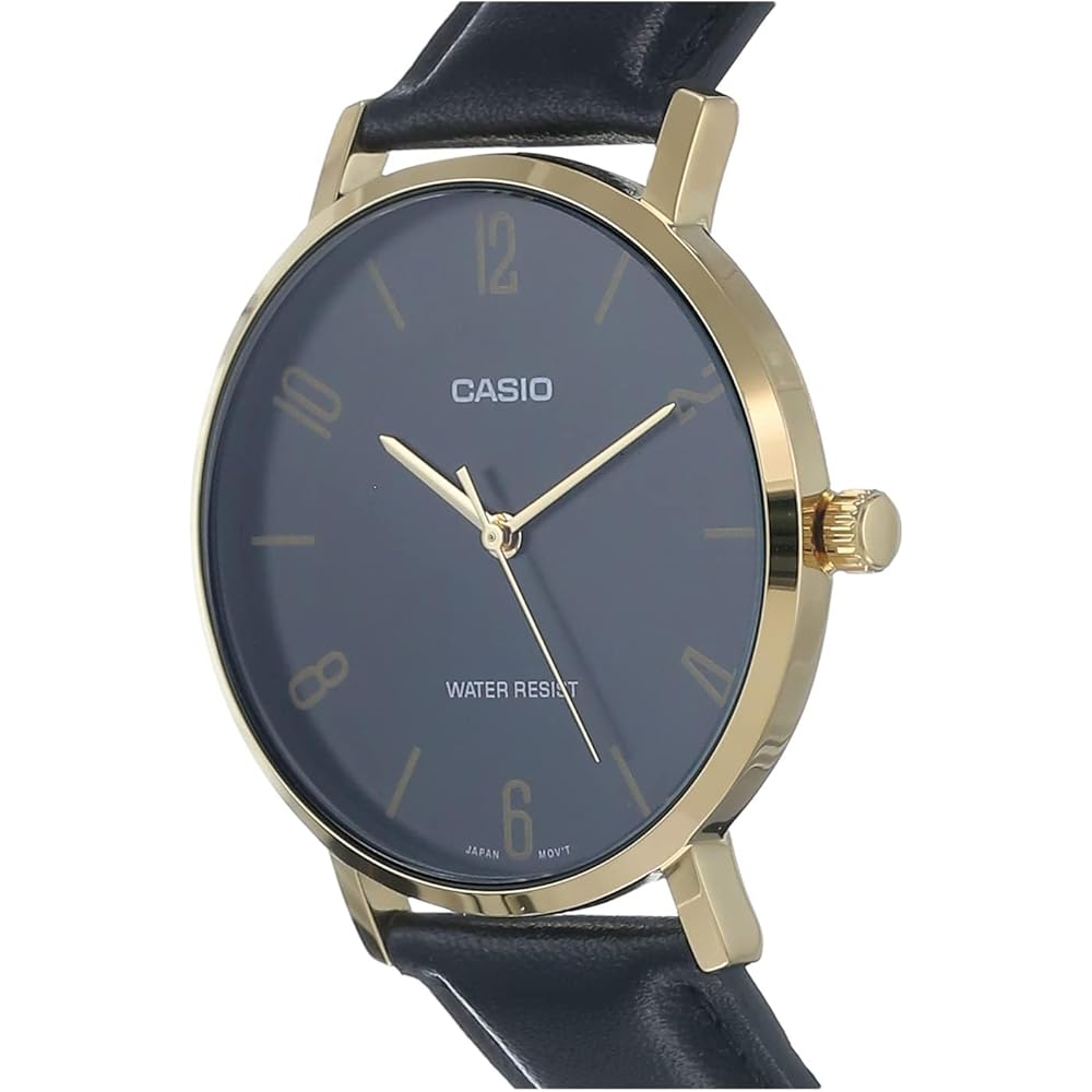 Casio Analog Watch Black Leather 46x40x8.2mm Quartz Movement