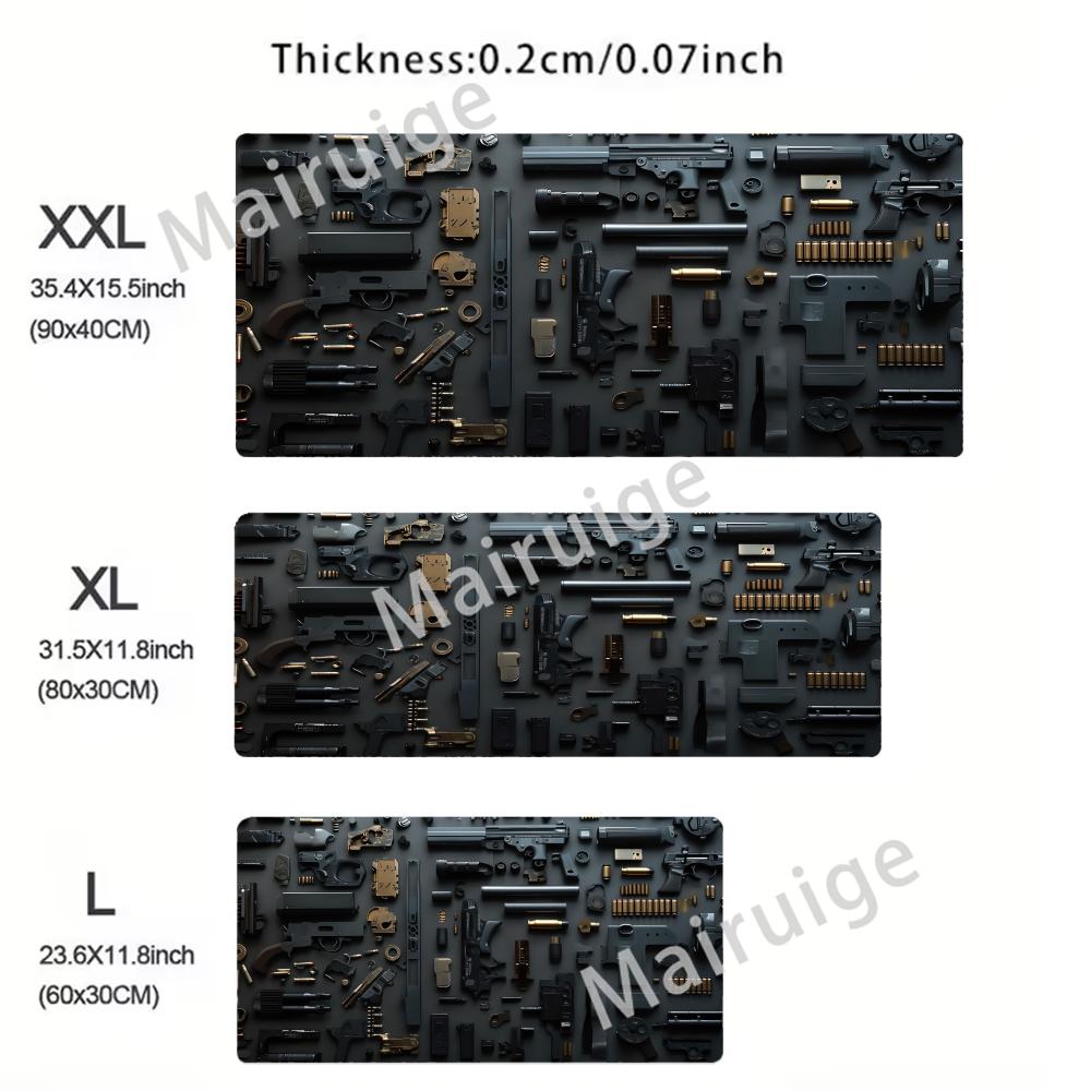 Super Cool Gun Model Keyboard Mouse Pad Desk Mat D Gaming Mouse Pad Gift Mouse Pad with NonSlip Rubber Base Stitched Edges