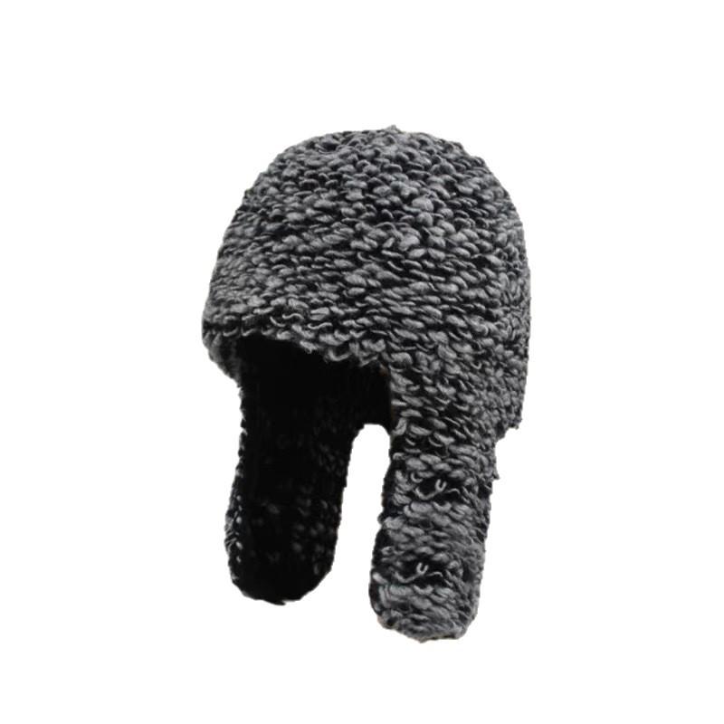 Autumn and Winter Versatile Plush Knitted Hat for Women Designed Warm Ear Protection Hat Lei Feng Hat To Protect Against Cold