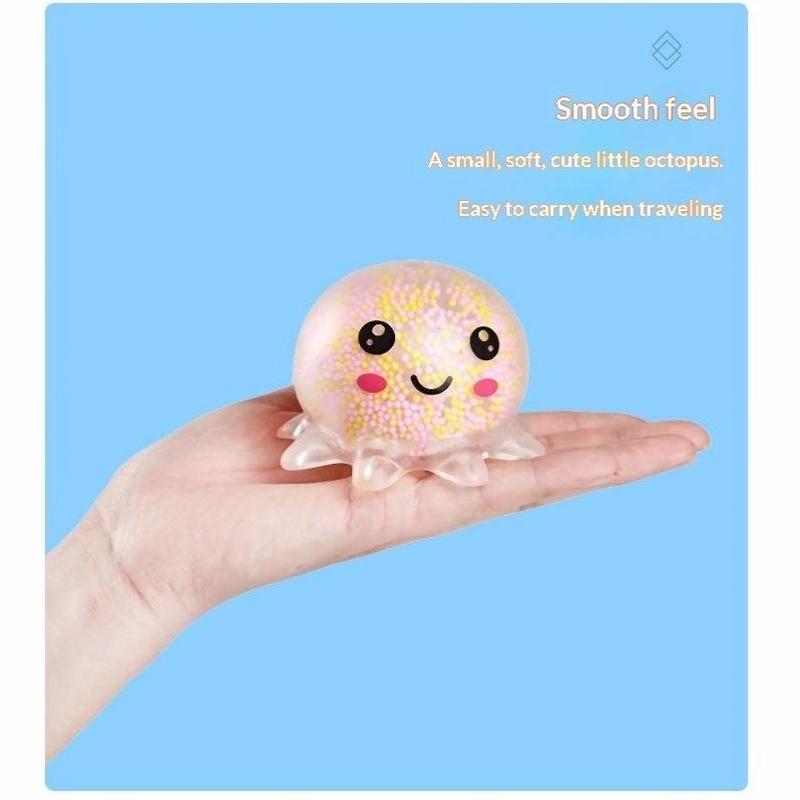 Octopus Squeeze Toy Luminous Soft Squeeze Stress Relief Fidget Toy Cute Cartoon Bead Filled For Kids Adults Party Gift