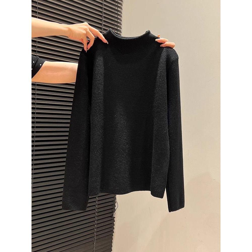 Women's Luxury Slim-Fit Stand-Up Collar Sweater – Soft Knit Long-Sleeve Base Layer for Autumn/Winter