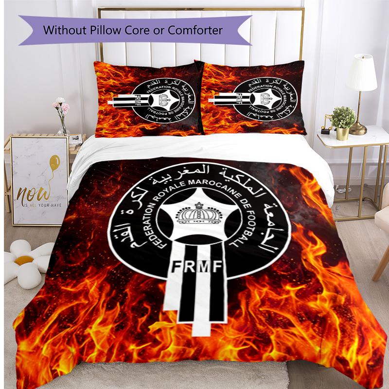 Ensemble de literie imprimé Football Maroc 3 pièces Ensemble de couvre-lit douillet respirant comme cadeau de pendaison de crémaillère / de vacances