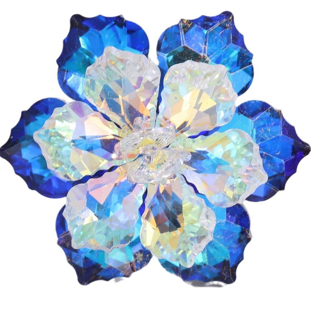 Shiny Glass Flower Brooch Ladies Blue Party Brooch Niche Accessories