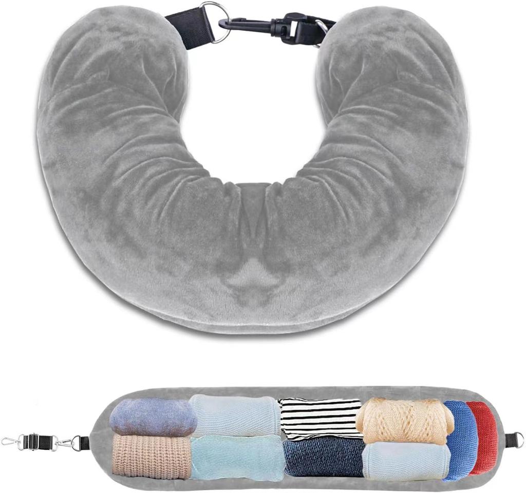 Travel Neck Pillow Stuffable With Clothes Stuffable Neck Pillows Airplanes Multifunctional No Filler Portable Travel Equipped