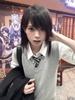 Japanese School-Style Embroidered V-Neck Knitted Vest for Women