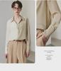 Women's Loose-Fit Silk Shirt - 2025 Spring/Summer, 100% Double Crepe Mulberry Silk, Color-Block Design