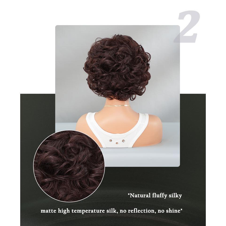 Retro Pixie Short Wig for Women - Red Brown Gray Brown Options, Quick Beauty Makeover Styling, Vintage Style Full Cap Wig