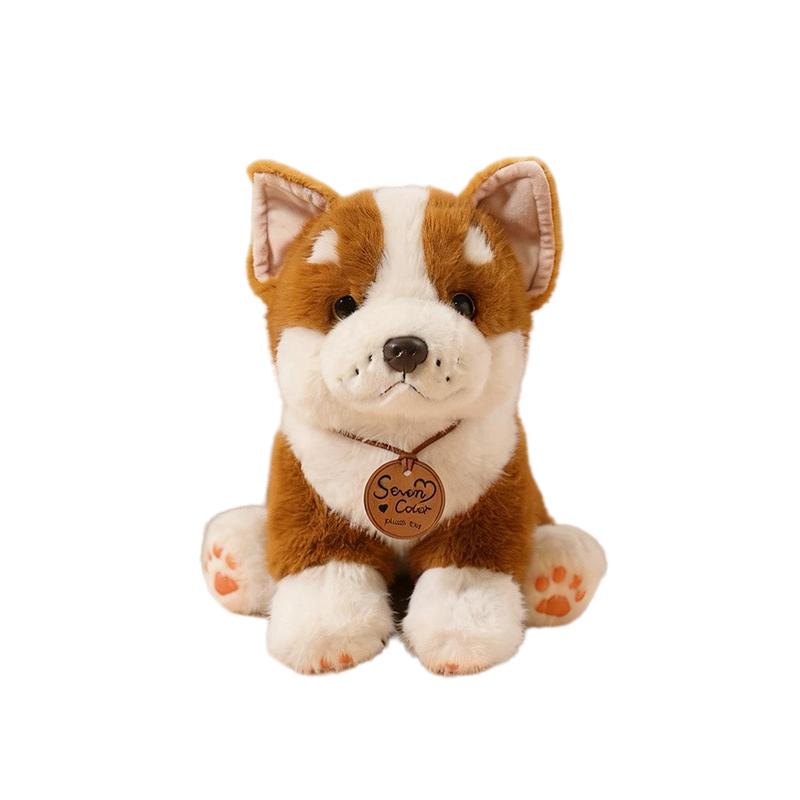 26/32cm Peluche Corgi Carino Giocattolo di Peluche Giallo Nero Seduto Sdraiato Animale Cartone Animato Bambola Peluche Morbido Compagno Regalo Rassicurante