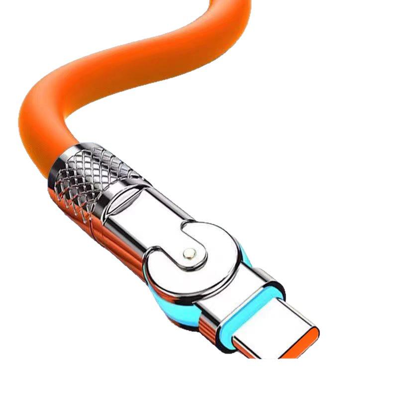 120W Fast Charging Type-C Cable, 180° Rotating Design, Compatible with Huawei and Vivo PO Flash Charge