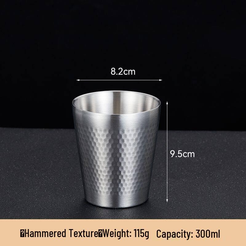 Korean Style Double Wall Hammered Stainless Steel Cup - Insulated & Drop-Resistant for Outdoor Use