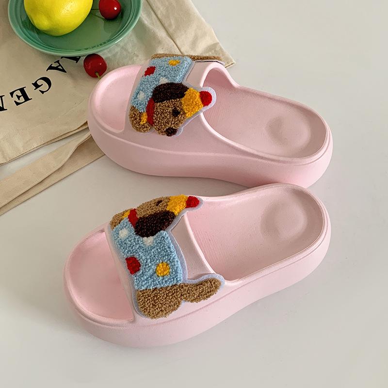 Dachshund lightweight thick-bottomed one-word slippers for women's summer wear, non-slip and cool slippers for stepping on shit