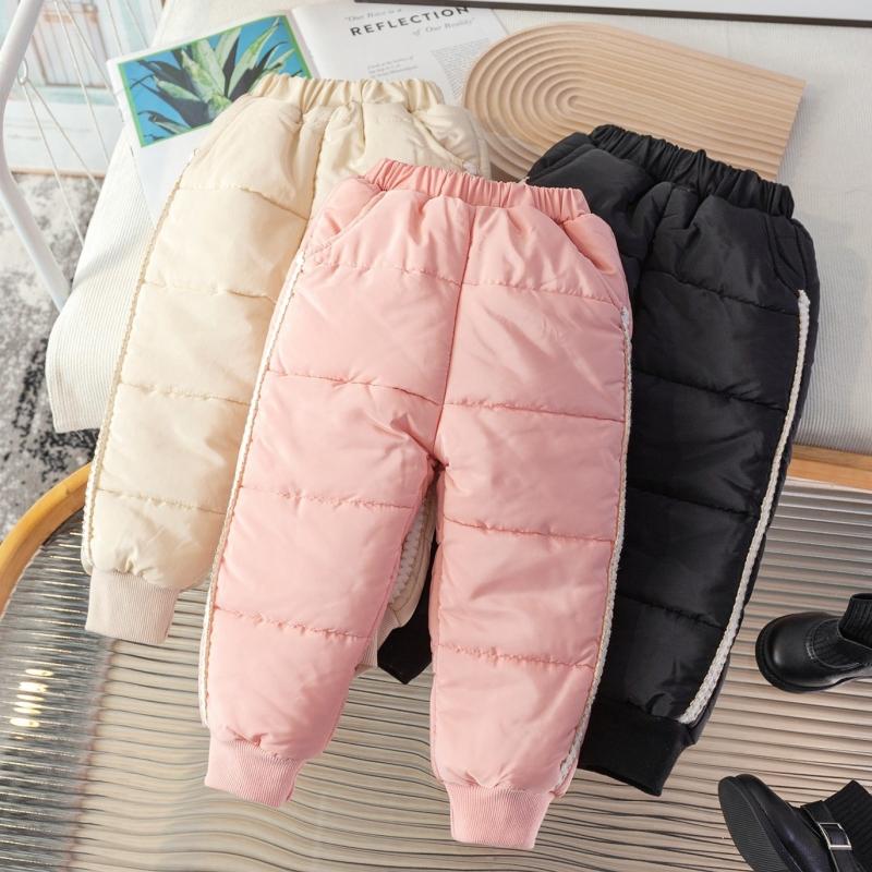 Children Padded Pants Winter Boys Girls Lambwool Thickened Trousers New Kids Bottoming Pants Toddler Velvet Warm Sweatpants