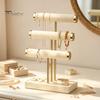 Multi-purpose Storage Rack 3 Tier Velvet Jewelry Organizer, T-shaped Holder for Bracelet, Necklaces Rings, & Earrings, Stand with Tray Countertop