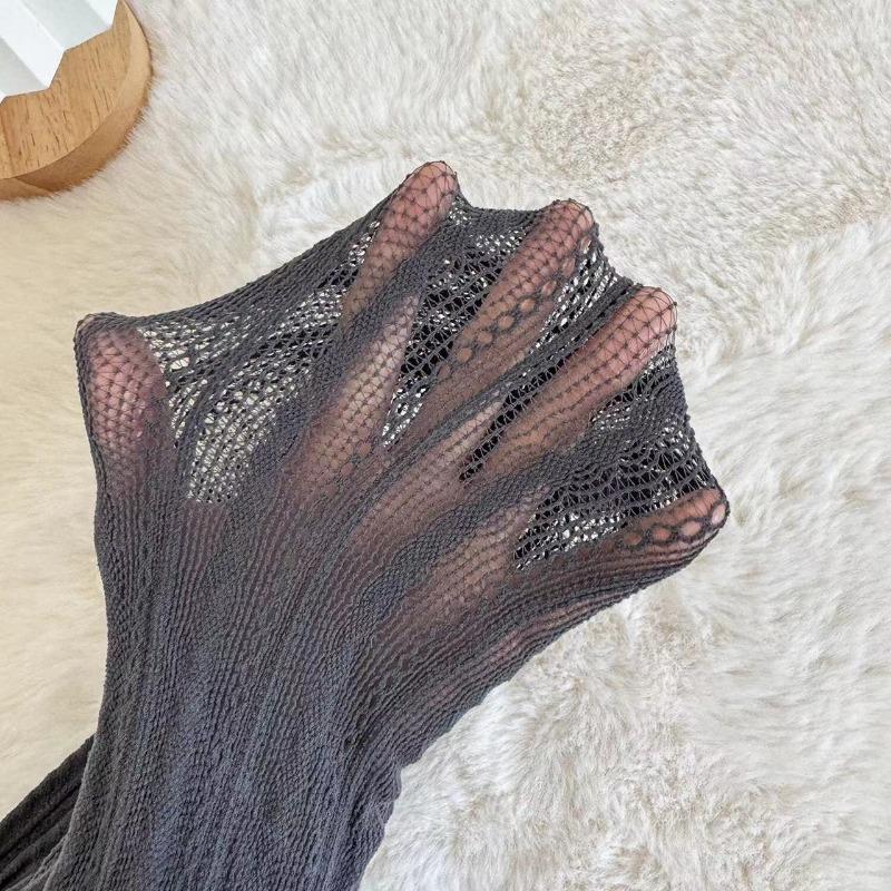 

Новые женские сексуальные полосатые вертикальные кружевные колготки с ажурными широкими полосками, дышащие сетчатые колготки JK Mesh One Size темно-серого