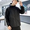 Men Jackets Fashion Hooded Striped Sports Coat Men Loose Sports  Jacket