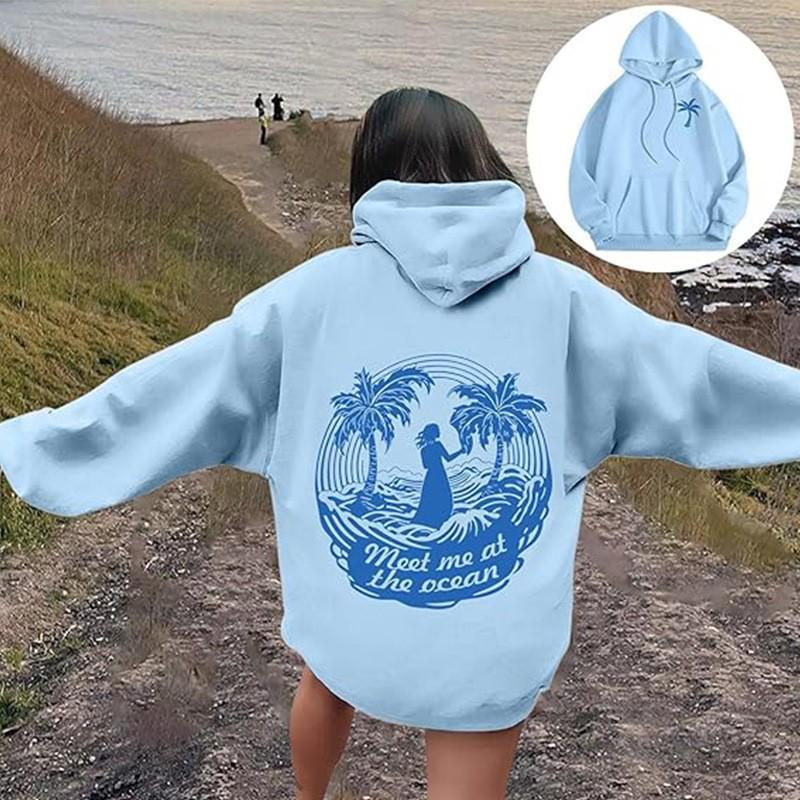 Women's "Everything Comes In Waves" Velvet Hoodie Sweatshirt