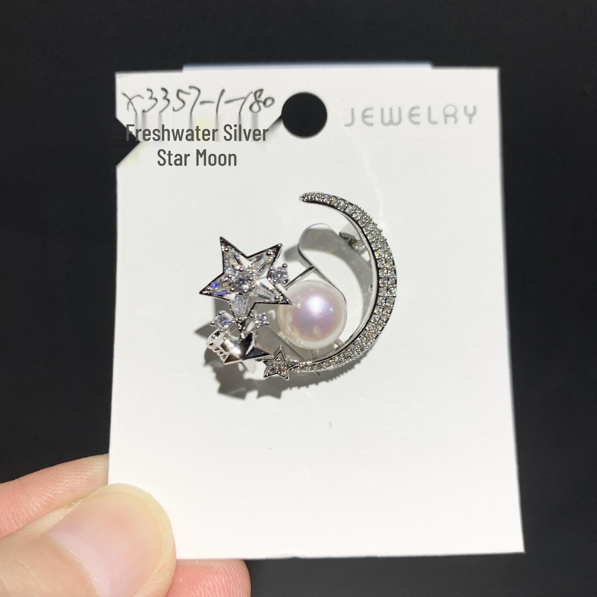 Bo Xin Yun Radiant Luxury Freshwater Pearl Star  Moon Brooch
