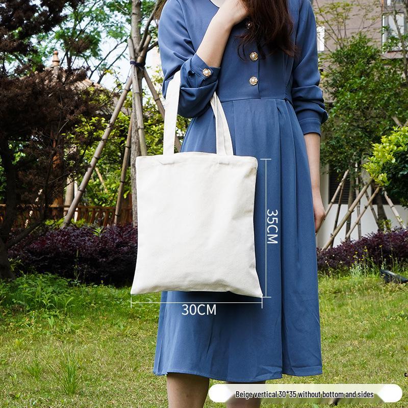 Customizable White Canvas Tote Bag with High-End Feel