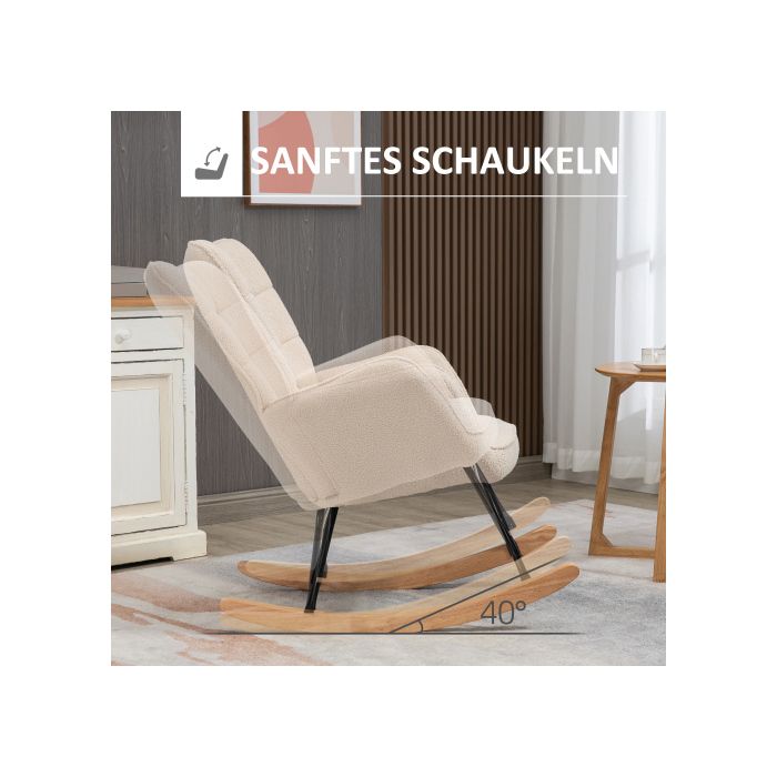 Fauteuil - MUVOE - Chaise longue en cyprès - Rembourrage en toison berbère - Beige - 120 kg max