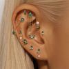 CANNER 1PC Natural Water Grass Horse Eye Zircon 925 Silver Piercing Earrings For Women Ins Simple Green Moss Earring