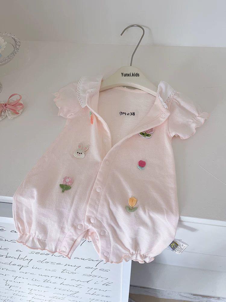 2025 Summer New Baby Girl Short Sleeve Romper - Sweet & Cute Outfit