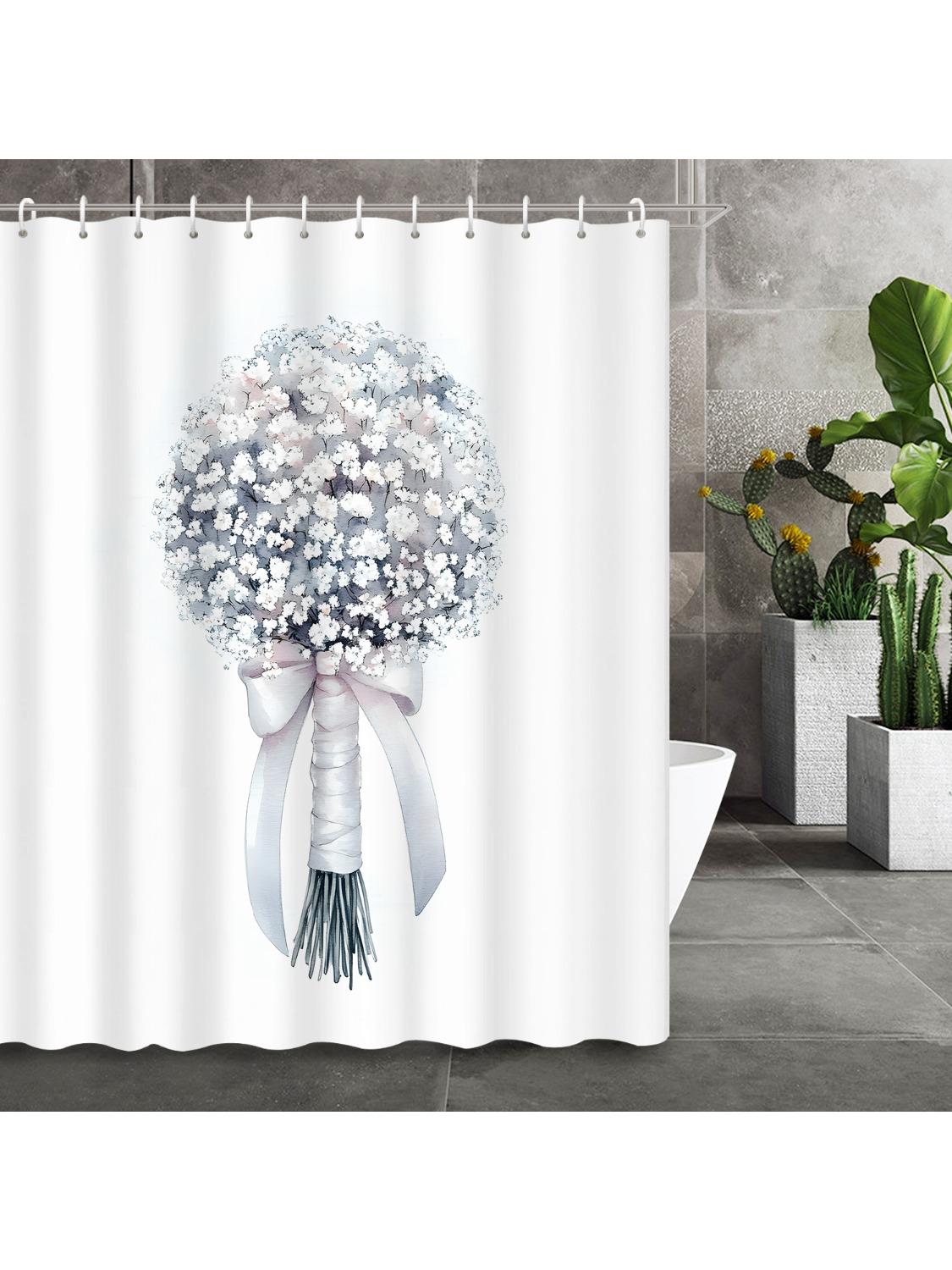 

Watercolor Bouquet Bow Shower Curtain For Mother S/Father S Day - Decorative Bathroom Partition With 12 Hooks W60H190(CM)-1 Pcs