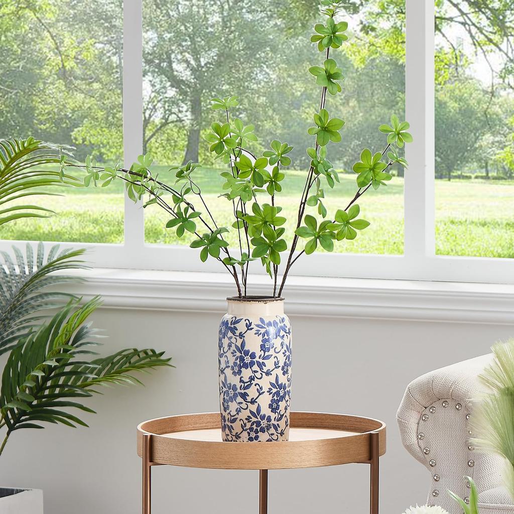 Chinese Blue and White Porcelain Vase, Ceramic Flower Vase Home Décor, Vases for Your Kitchen, Bedroom, Living Room, Bathroom, & Shelf Centerpiece