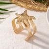 Luxury Gold Color Starfish Cuff Bracelet for Women Chunky Statement Open Bangle Girls Summer Beach Vacation Jewelry Accessories