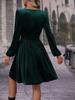  New Autumn/Winter Velvet V-Neck Long-Sleeve Dress – European & American Style