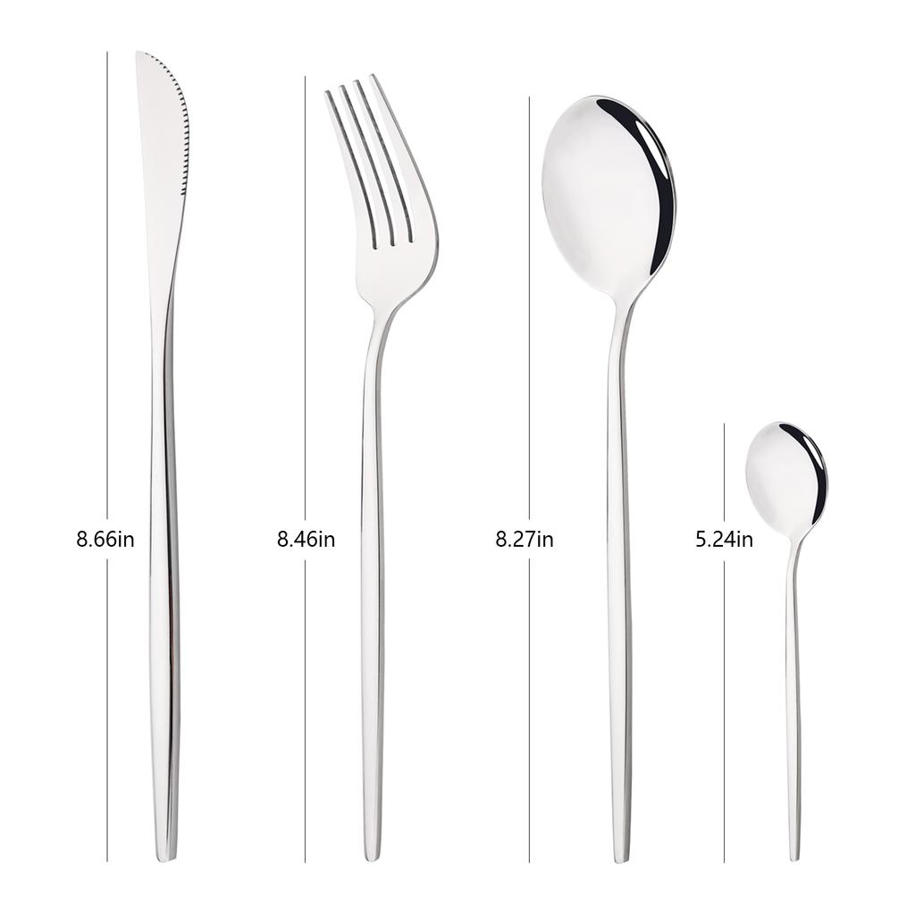 24Pcs Shiny Silver Tableware Stainless Steel Cutlery Set Forks Knives Spoons Kitchen Dinner Set Family Dinnerware Set Service for 6