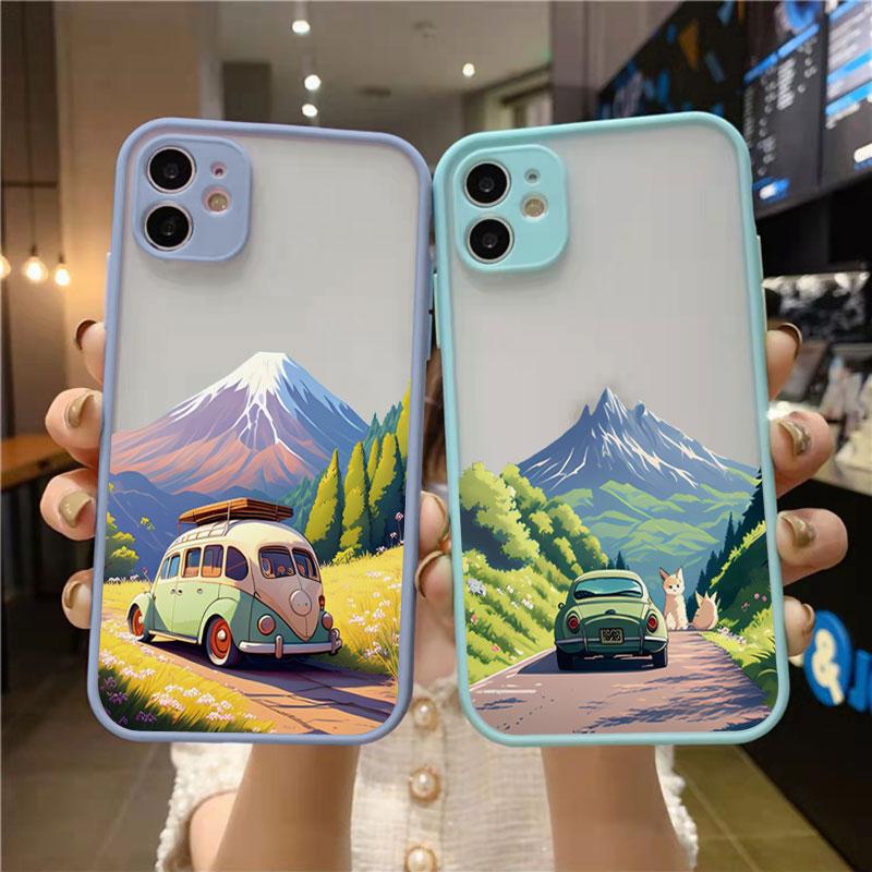 Phone Case For iPhone 16 11 12 13 15 14 Pro Max Mini 7 8 Plus SE20 X XR XS Cover Travel Mountain Scenery Shockproof Shells Funda