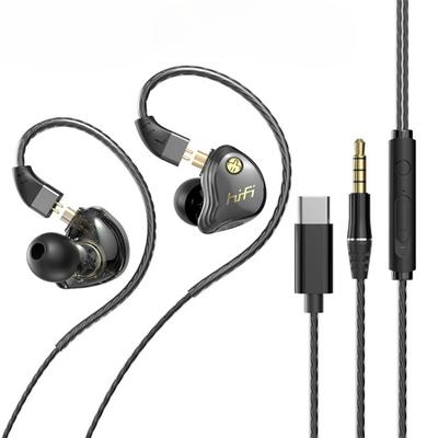 Type-C 3,5MM In-ear Kabelová Sluchátka Basová Stereo Hudební Špunty Herní Headsety Sportovní Sluchátka S Mikrofonem Odnímatelný Kabel
