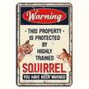 D Flat Humorous Squirrel Alert Sign Durable Metal Wall Decor for Home Garden Perfect for Outdoor Use