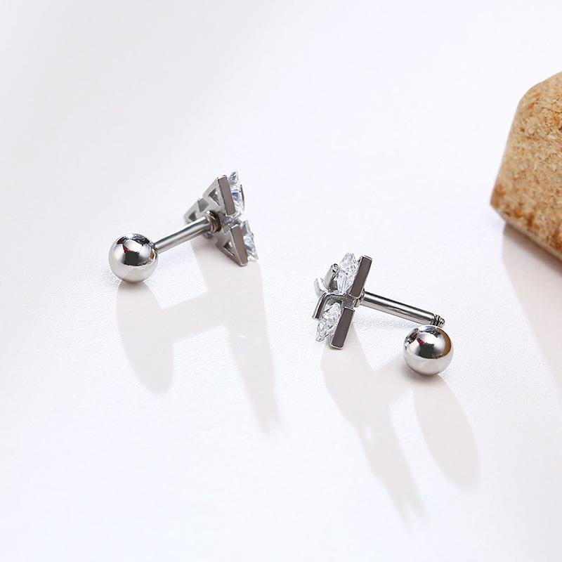 Crystal Men Stud Pierced Earringtriangle Zircon Stud Earringsstainless Steel Tiny Minimalist Studs For Mens Women Zircon