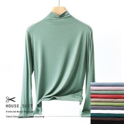 Women's Slim Fit Modal Long Sleeve High Neck Top - Fashionable, Versatile Base Layer for Spring/Autumn