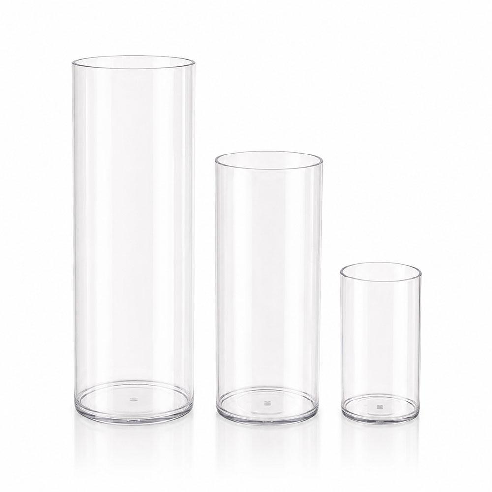 Vaso per Fiori Cilindrico Trasparente in Acrilico Infrangibile Alto Grande Vasi in Plastica per Decorazione Matrimonio Festa Vaso Fioriera Idroponica