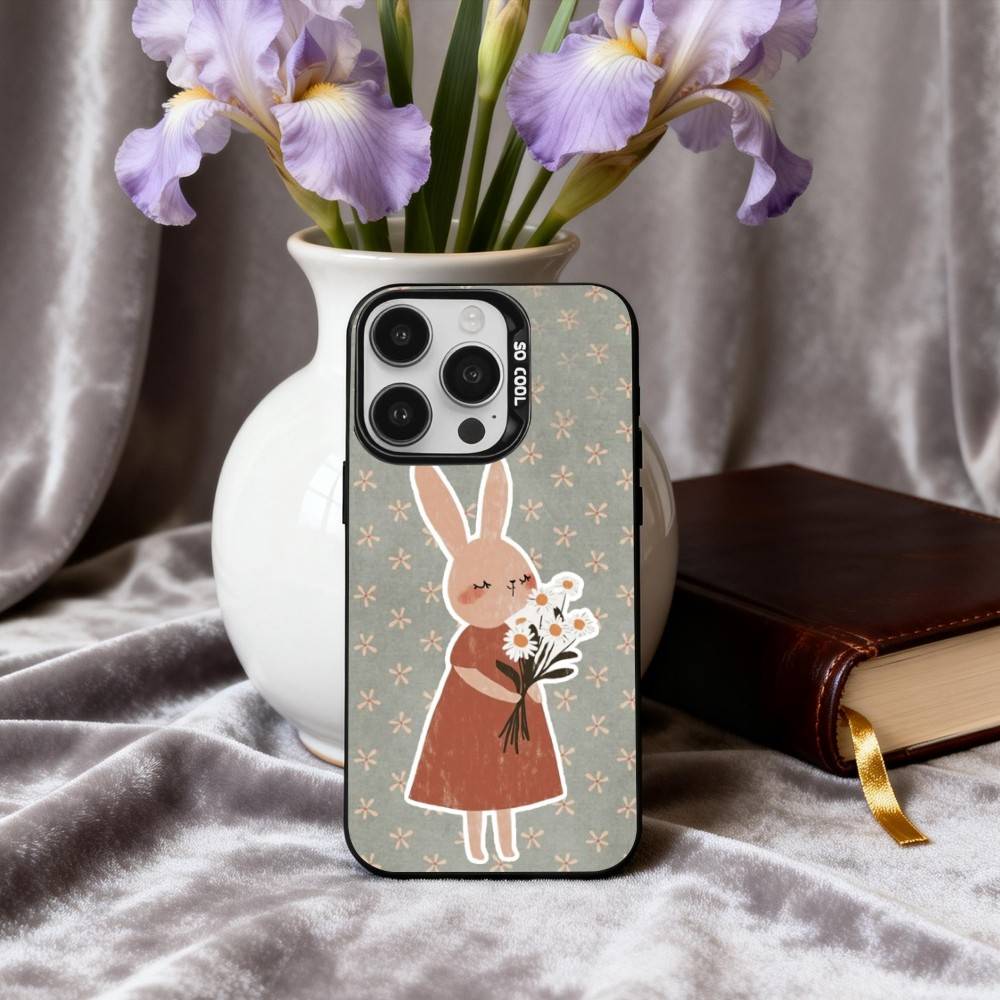 

R-rabbit F-flower-R art Phone Case For iPhone17,16,15,14,13,12,11 Plus,Pro Max Black Candy silver phone case iPhone16plus