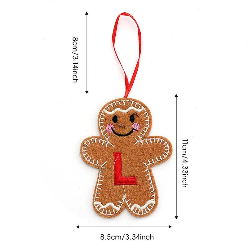 A-Z Gingerbread Man Doll Christmas Decoration Pendants Xmas Tree Hanging Ornament Christmas for Home New Year Kids Gift