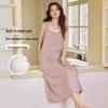 Women's Ice Silk Camisole Nightgown with Chest Pads - Cool, Simple Style Tank Top Home Dress