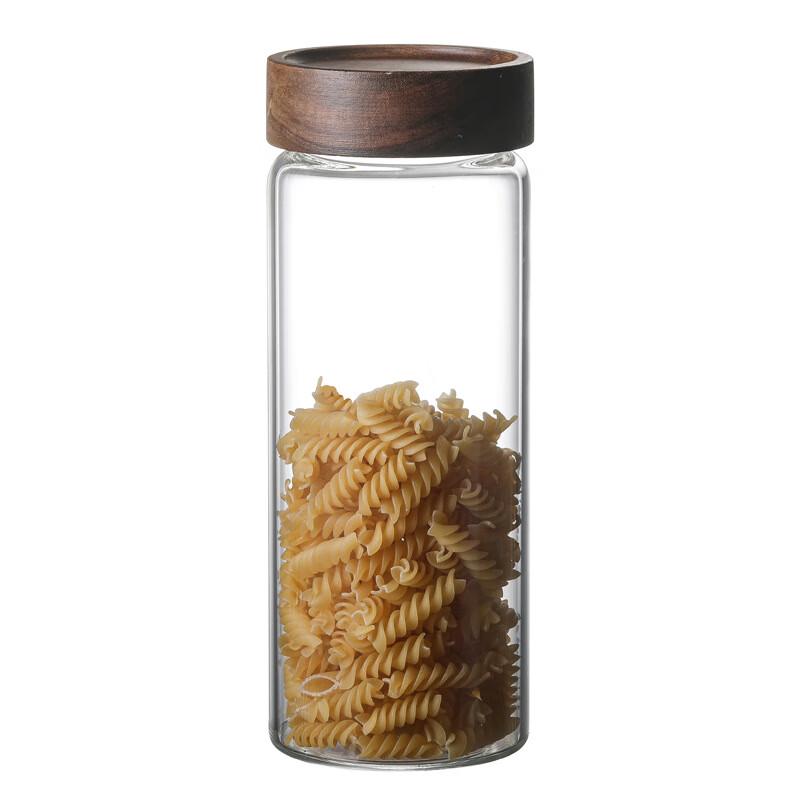 Acacia Wood Lid Threaded Glass Storage Jar