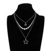 Fashion Metal Star Pendant Necklace For Women Punk Hip Hop Silver Color Multi Layered Pentagram Tassel Necklace Y2K Jewelry Gift