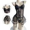 Sexy Dessous Damen Spitze Mesh Uniform Sexy Korsett Weste Anzug