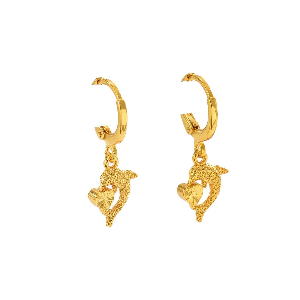 Hot selling women's jewelry, niche dolphin 18k electroplating design earrings, versatile earrings.
