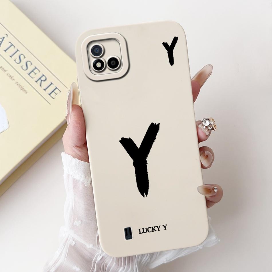 For Realme C11 (2021) Lucky Initial Letter Phone Case For Realme C11 2021 2020 RMX3231 RMX2185 Soft Silicone Shockproof Cases