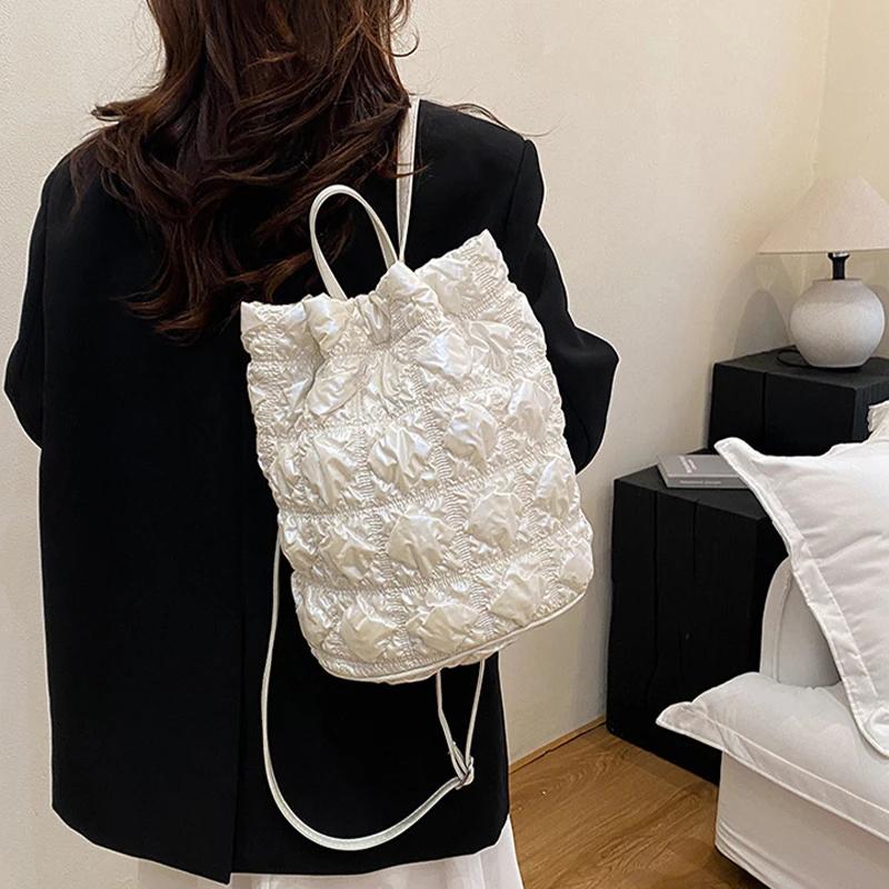

Women Cloud Pattern Nylon Backpack Large Capacity Double Shoulder Bag Premium Water Resistant for College Travel Commuting