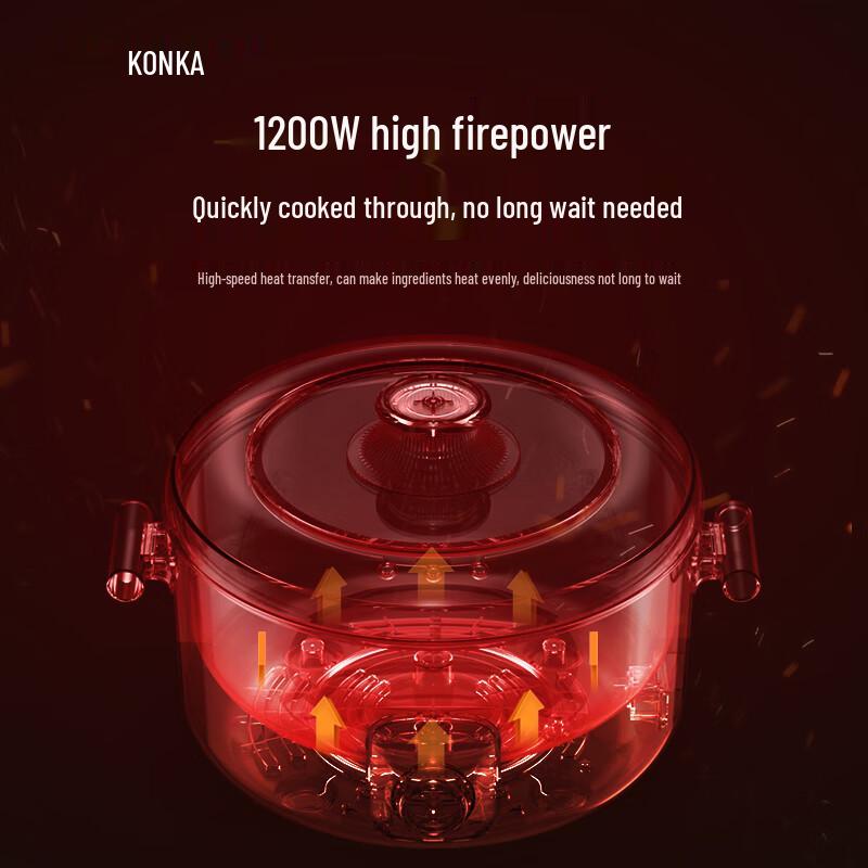 KONKA 5.5L Multi-Function Electric Hot Pot with Dual-Zone Control CN Plug (adapter Included)