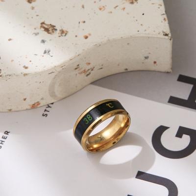 Titanium Steel Wedding Band Sense Body Temperature Ring Intelligent Temperature Sensing Ring Men Women Ring